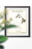 Vintage birdhouse plans art for a classic style birdhouse.