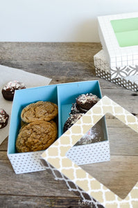 Give the gift of fresh baked goodies with these easy cookie gift boxes. These paper treat boxes are quick to make so you will be ready to deliver your homemade gifts in no time. Includes a free cut file and PDF template. Housefulofhandmade.com