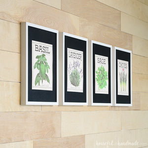 Four vintage inspired herb prints on the dining room wall are the #8 most popular DIY of the year.