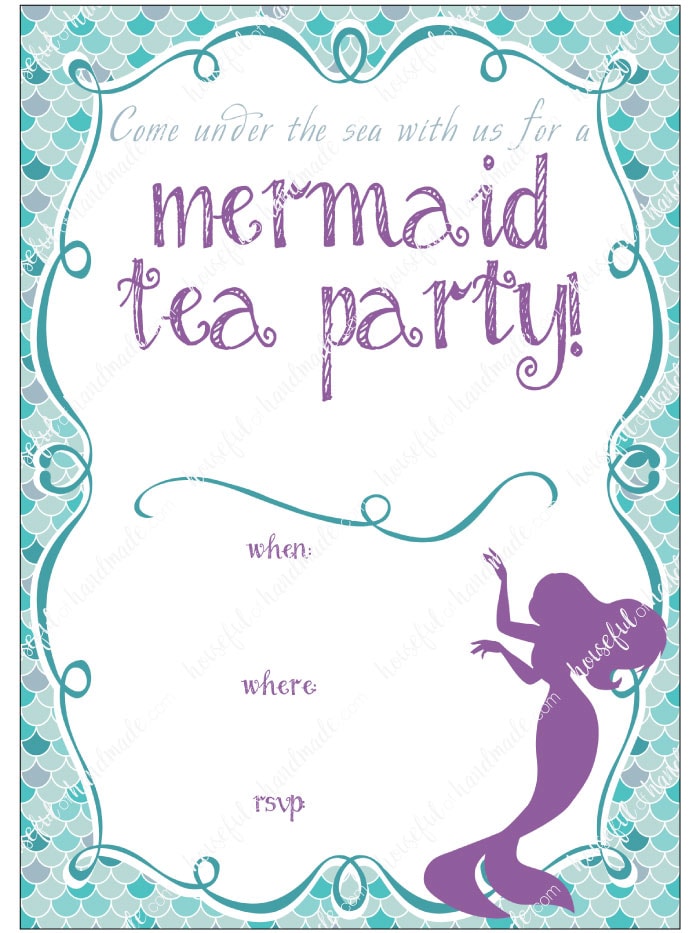 mermaid-tea-party-printables-craftingmyhome for Free Printable Blank Mermaid Birthday Invitations Mermaid Tea Party Printables – Craftingmyhome for Free Printable Blank Mermaid Birthday Invitations