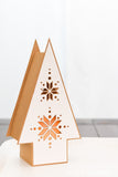 Beautiful Hygge paper Christmas lantern made to look like wood lanterns but made from paper.