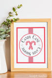 Candy Cane Candy Shoppe printable Christmas sign in a frame.