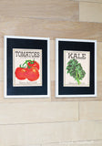 Tomato and kale seed packets turned into printable art for the home.